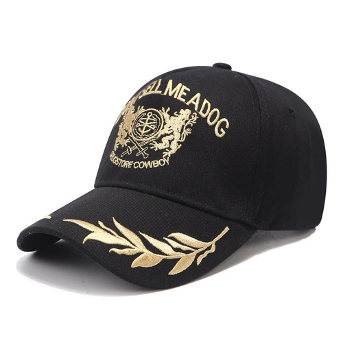 New hat men's summer wheat ear embroidered baseball cap women's casual double lion cap outdoor sun hat
