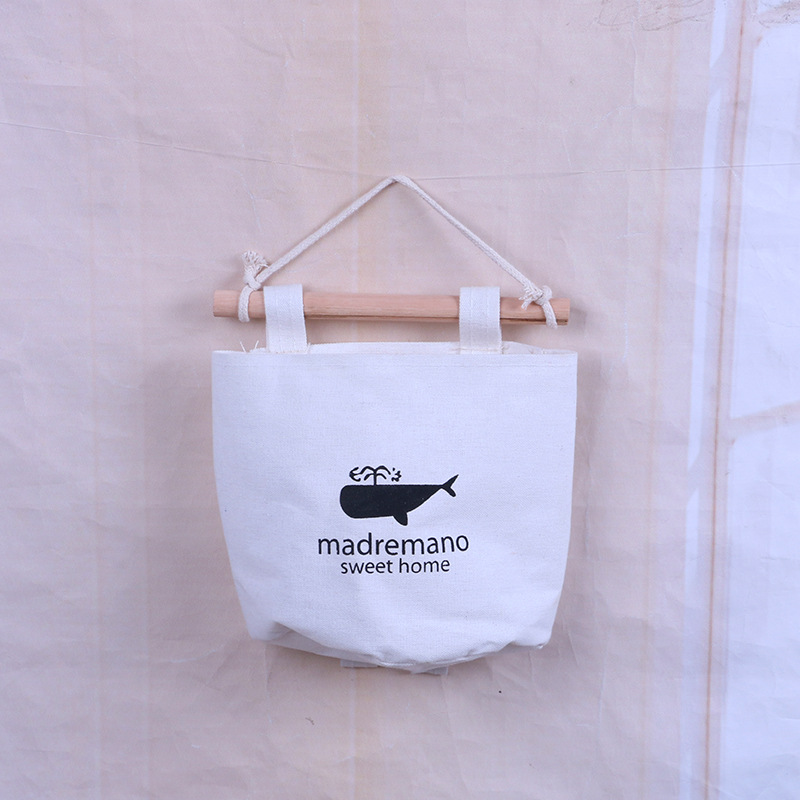 Bolsa colgante de pared de algodón y lino, un solo bolsillo, para almacenamiento de artículos diversos, venta al por mayor.