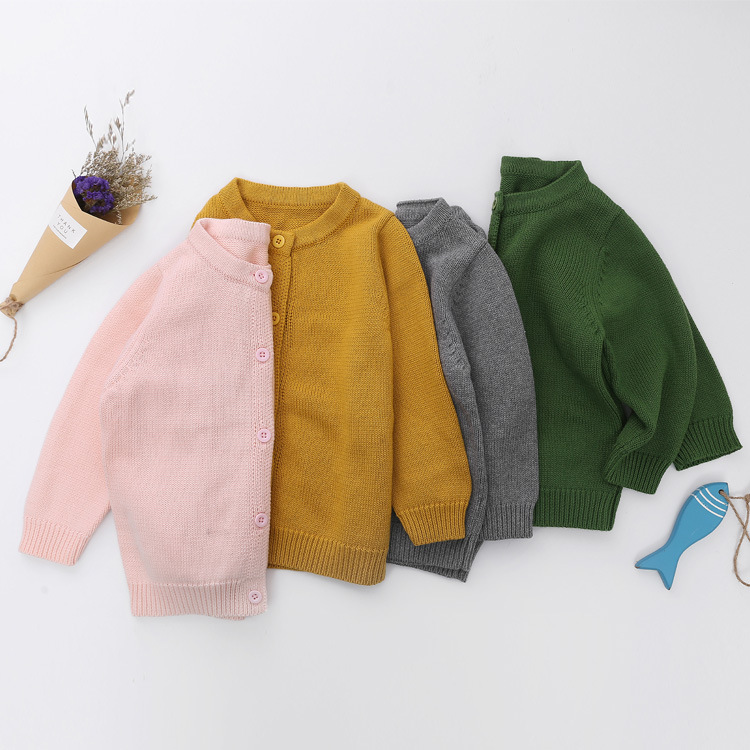 Adidas Small cardigan Combed baby Children sweater Boy girl knitting Cardigan Thickened paragraph Long sleeve coat