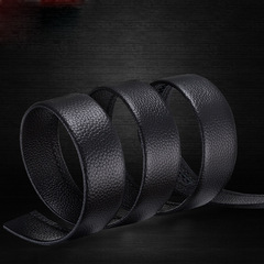 Genuine leather belt strip with automatic buckle, no-buckle genuine leather waistband—two-layer design, top-grade cowhide, factory wholesale