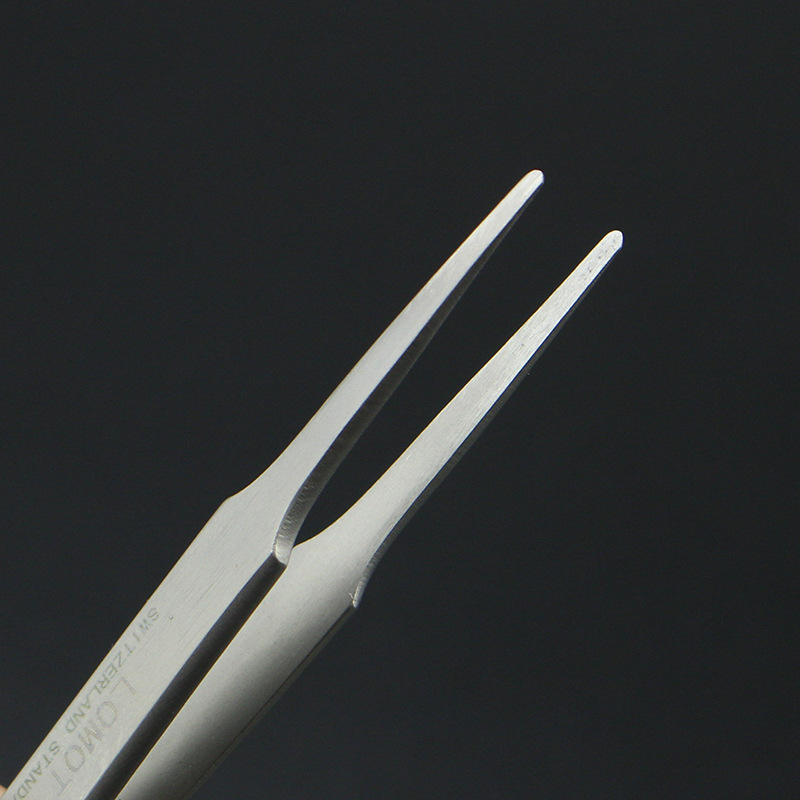 LOMOT无磁不锈钢镊子扁圆头2A-SA磨砂防磁防酸工业级夹子