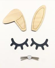 INS Nordic style home decor rabbit ear bow mustache wooden wall sticker background wall decoration children's room decoration