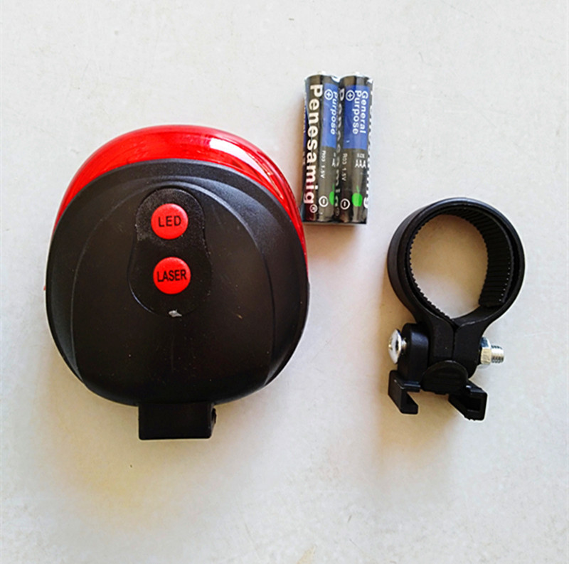 Bicicleta transfronteriza luz trasera láser luz de advertencia bicicleta de montaña montar equipo 5LED ronda UFO