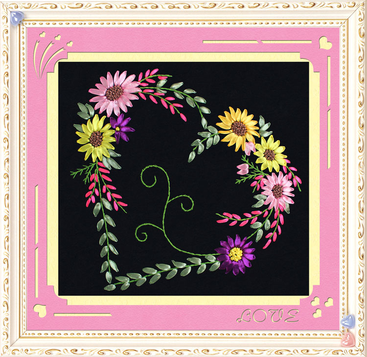 Oujin cinta bordado hecho a mano DIY pequeño ramo simple amor niño estudiante clase algodón impresión lavable