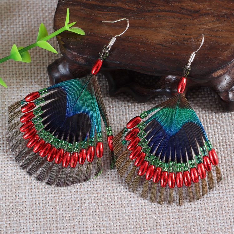 ethnic retro long earrings with tassels