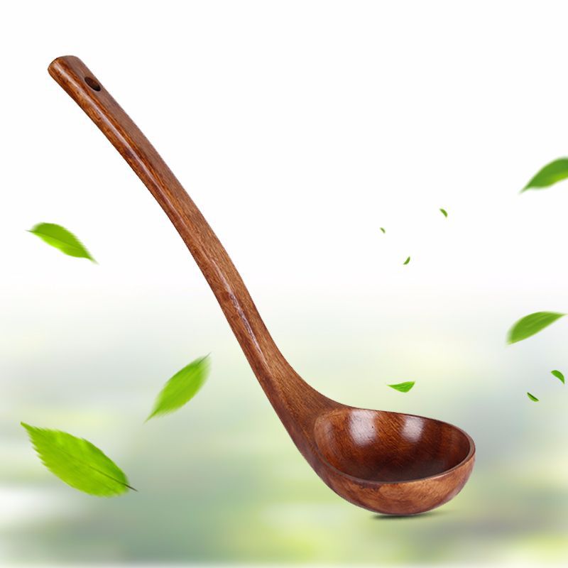 Cuchara de madera sartén antiadherente cuchara de madera especial cuchara de madera antiquemaduras mango largo cuchara de madera maciza olla caliente cuchara comercial logotipo grabado