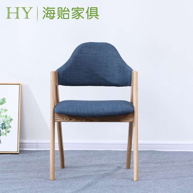 Factory wholesale Nordic solid wood dining chair Thailand chair hotel guest room leisure chair modern minimalist log dining chair