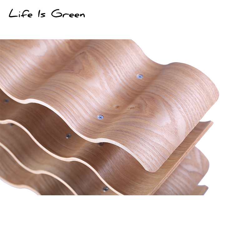 Home Hotel bar estante del vino de madera creativa en forma de onda estante del vino de uva soporte de exhibición de madera maciza botella de vino rack