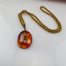 昆虫化石琥珀蜜蜡毛衣链 巴西天然植物化石琥珀毛衣链项链