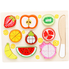 Wooden Fruit Shape Sorting Toy for Kids, Wooden Kitchen Playset, Cognition Cutting Play Toy, Educational Puzzle Game, Wholesale