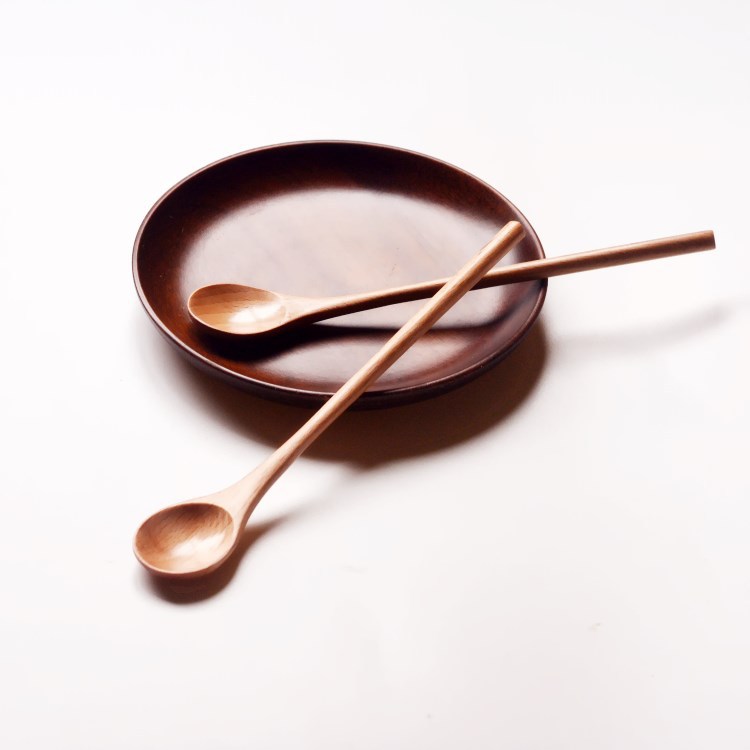 日式20*3CM榉木勺子 蜂蜜咖啡搅拌勺 浅薄色圆柄木勺