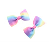 Children's rainbow hair accessory, hairgrip with bow handmade, Amazon, European style, gradient, suitable for import