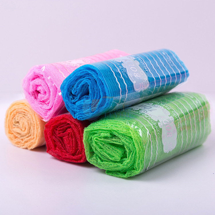 尼龙搓澡巾跨境日韩尼龙弹力长条去角质桑拿巾去污去死皮沐浴用品