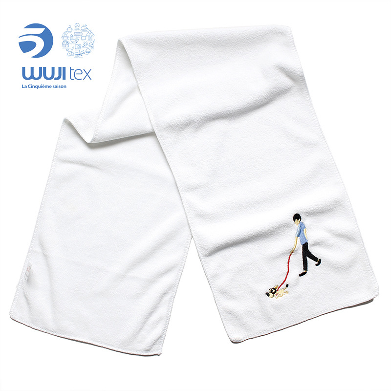 Suministro directo de fábrica GRS microfibra alargada trama de punto cepillado bordado toalla deportiva absorbente toalla de fitness bordada