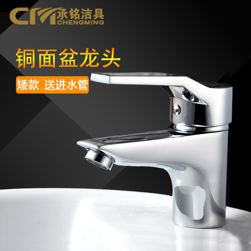 Copper Shell Bathroom Basin Hot and Cold Faucet, Low Single-Handle Single-Hole Classic Faucet, Hot Sale