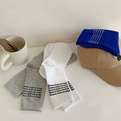 襪子女中筒襪春秋季ins潮韓國網紅款字母運動風百搭簡約外穿長襪