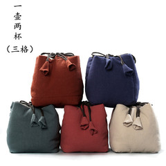 Travel one pot and two cups storage cloth bag tea set bag quick cup cloth bag linen cotton Japanese style drawstring bag with logo
