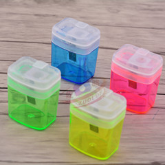 單孔塑料卷筆刀 透明四色 廠家直銷帶蓋削筆刀轉筆刀量大印刷logo