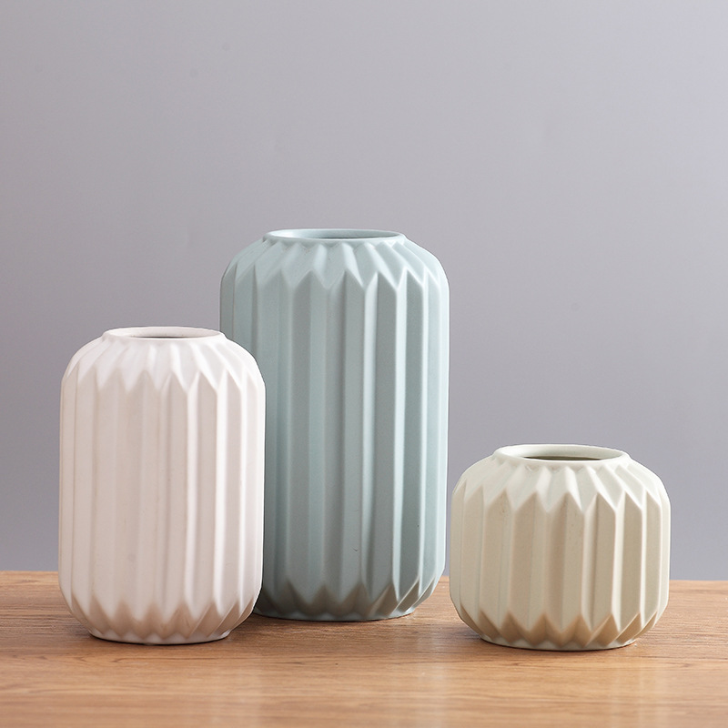 Florero de cerámica decoración moderna minimalista creativa casa sala de estar comedor habitación modelo arreglo de flores flor geométrica Ware al por mayor