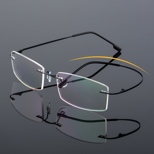 Super elastic titanium ultra-light rimless glasses frame myopia glasses frame wholesale foldable temples 858