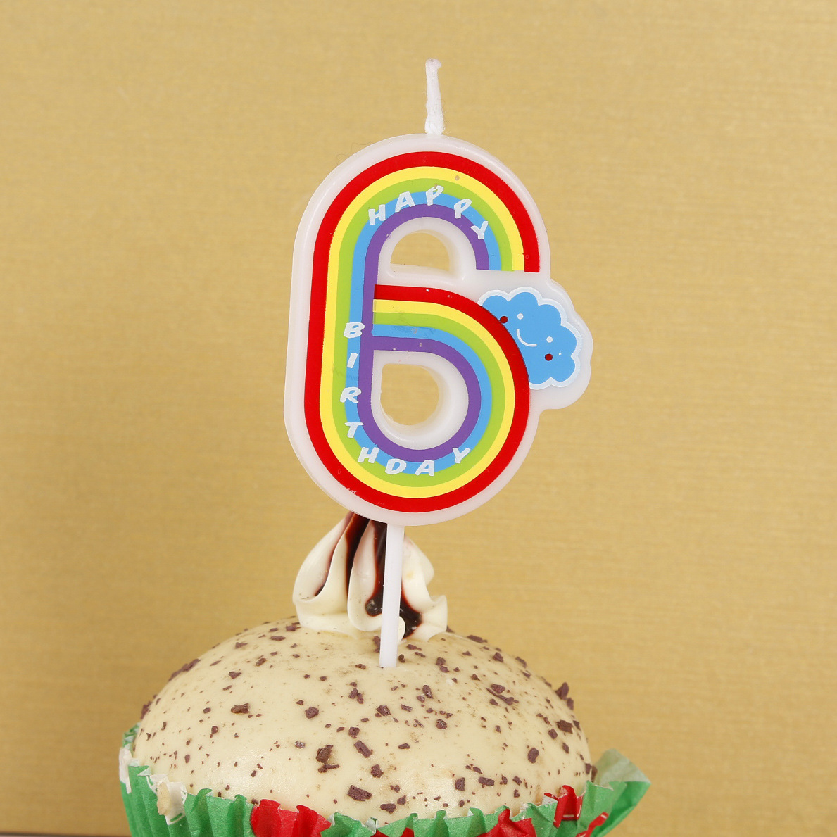 Fábrica al por mayor Arco Iris vela digital 0-9 carta de dibujos animados para niños libre de humo nube cumpleaños pastel vela