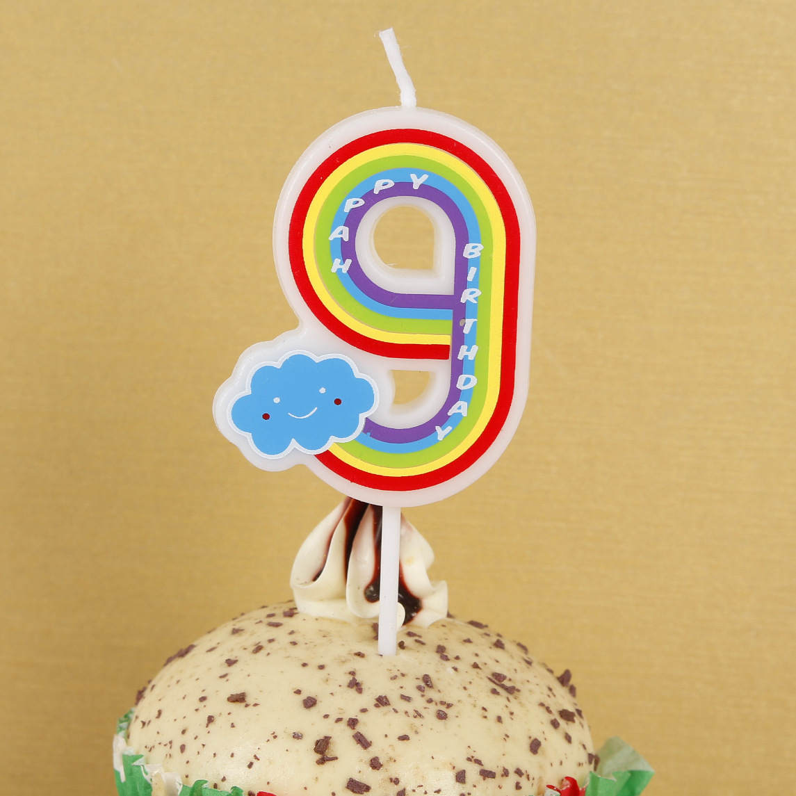 Fábrica al por mayor Arco Iris vela digital 0-9 carta de dibujos animados para niños libre de humo nube cumpleaños pastel vela