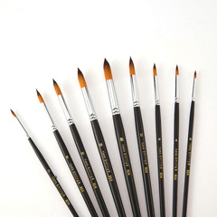 Cross-border nylon paint brush 9 black matte painting pen set gouache acrylic oil painting brush art supplies wholesale