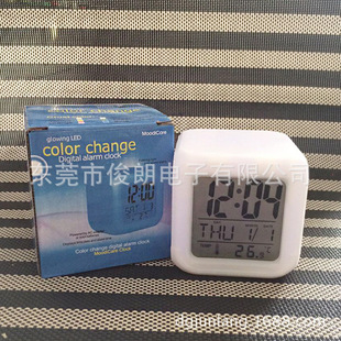 Factory in stock colorful square clock creative colorful lights LED electronic clock net red alarm clock smart clock square clock