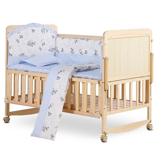 One piece drop shipping baby crib solid wood unpainted baby bed multifunctional children's bed game bed bb cradle bed turned into desk