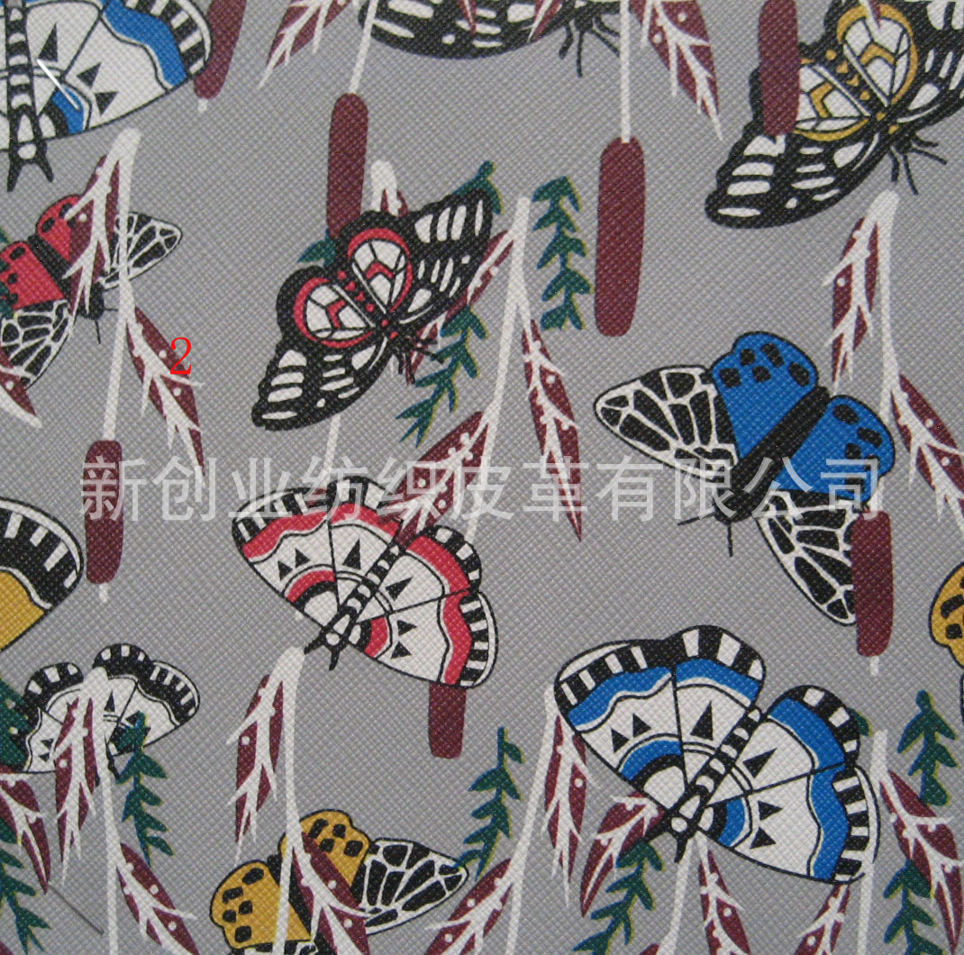 批发新品印花蝴蝶花纹皮PVC皮革晚妆包人造革皮包装盒眼镜盒皮包