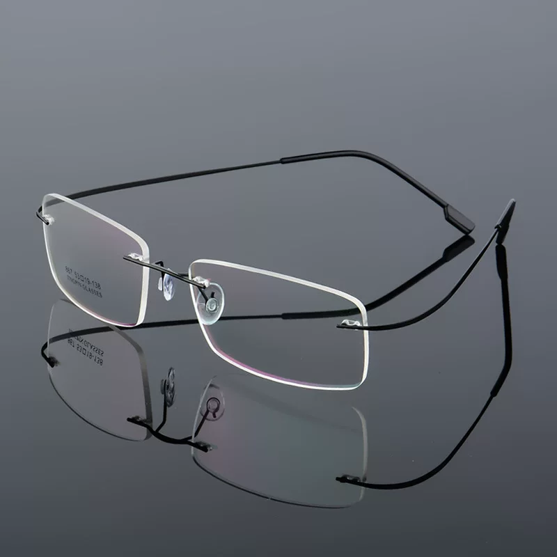  Rimless Near-Vision Glasses, Titanium Alloy Men's Frame, Lightweight Minimalist Design