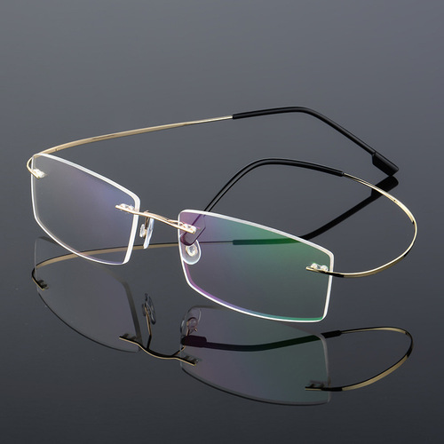 Titanium alloy super elastic rimless metal glasses frame for men and women, myopia glasses frame 860