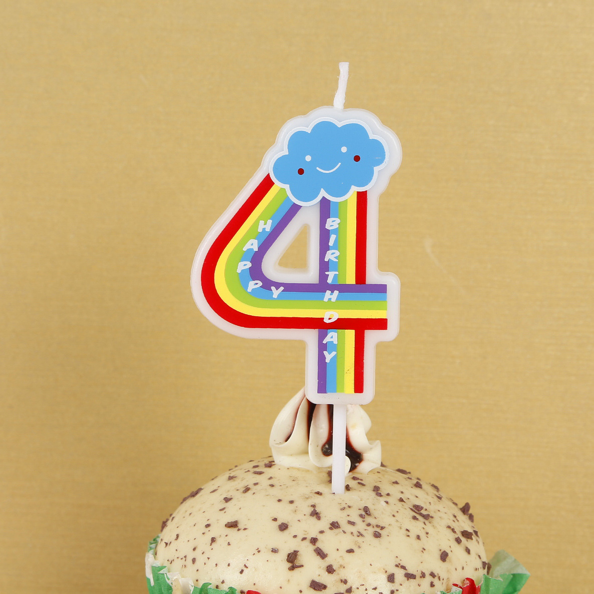 Fábrica al por mayor Arco Iris vela digital 0-9 carta de dibujos animados para niños libre de humo nube cumpleaños pastel vela