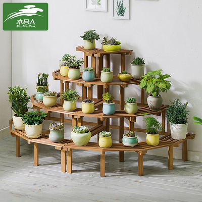 solid wood balcony Showy Plant stand balcony Removable a living room hall indoor wooden  to ground Flowerpot holder