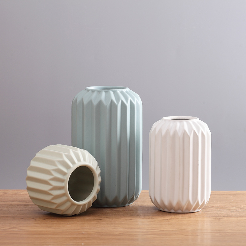 Florero de cerámica decoración moderna minimalista creativa casa sala de estar comedor habitación modelo arreglo de flores flor geométrica Ware al por mayor