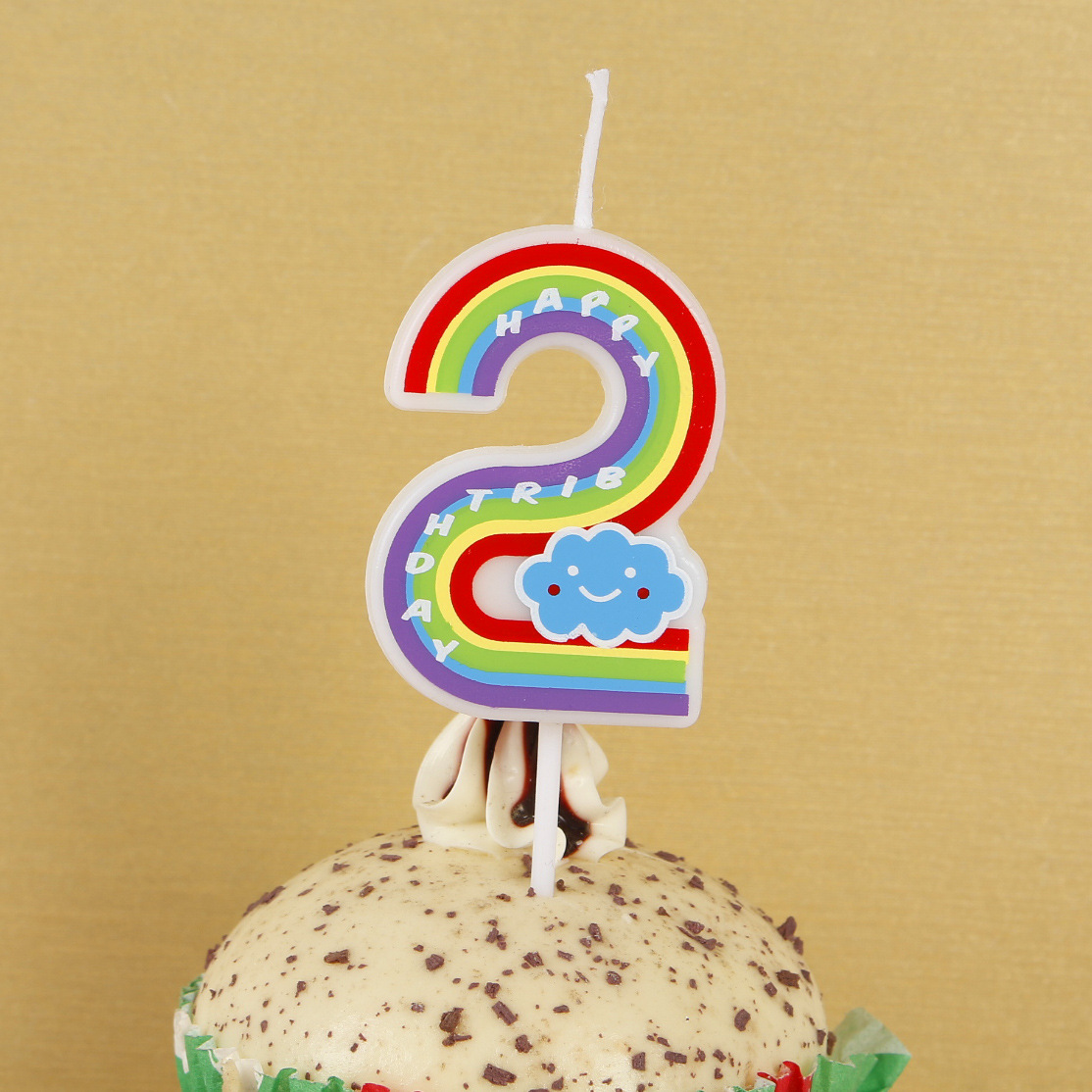 Fábrica al por mayor Arco Iris vela digital 0-9 carta de dibujos animados para niños libre de humo nube cumpleaños pastel vela