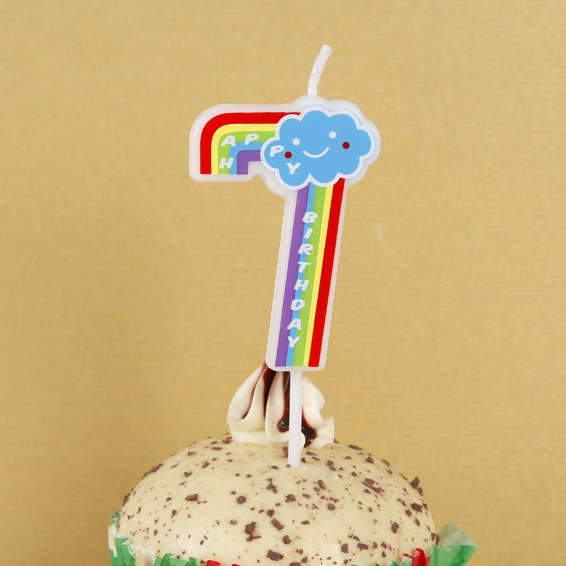 Fábrica al por mayor Arco Iris vela digital 0-9 carta de dibujos animados para niños libre de humo nube cumpleaños pastel vela