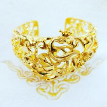 大气时尚新颖铜镀金镯子仿金龙凤手镯新娘结婚首饰婚庆金饰品