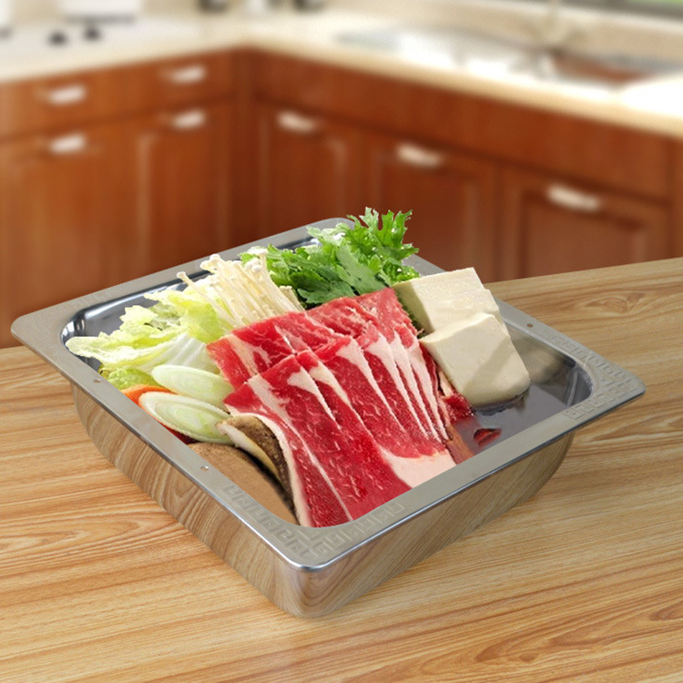 Thickened stainless steel non-magnetic square hot pot basin clear soup two-flavored mandarin duck mother-in-law square basin submarine square fishing soup pot