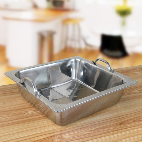 Thickened stainless steel non-magnetic square hot pot basin clear soup two-flavored mandarin duck mother-in-law square basin submarine square fishing soup pot
