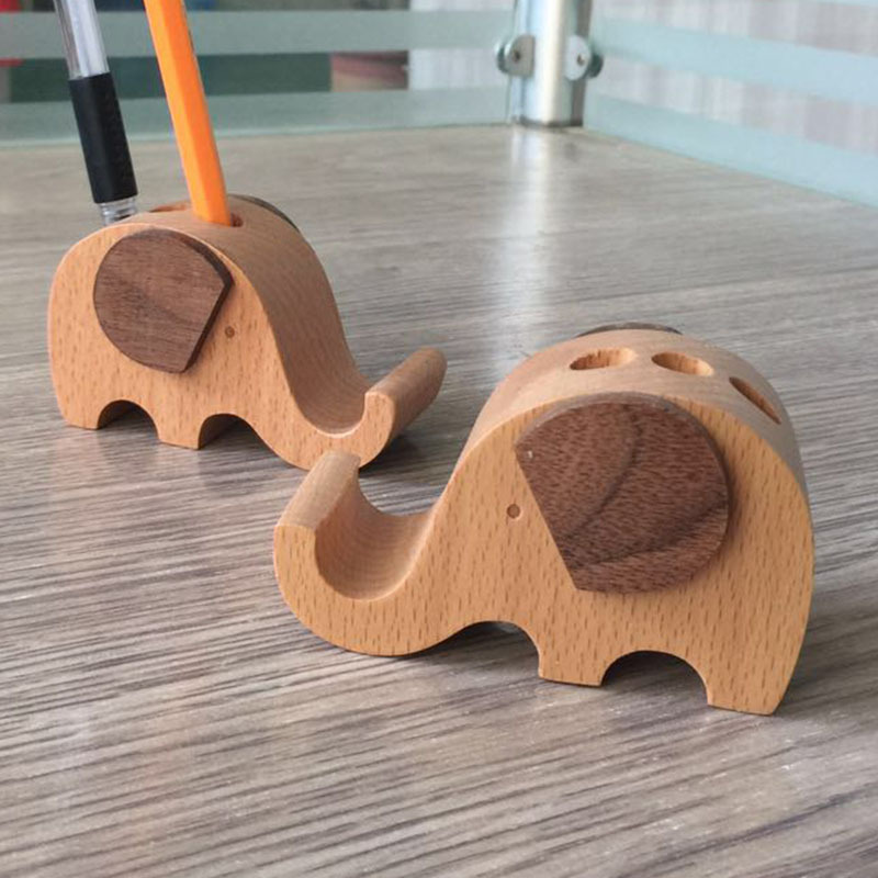 Soporte de madera para teléfonos móviles creativos Pony Teléfonos móviles Toma Monedas de haya Perezoso Teléfonos móviles Logos grabados