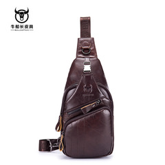 BULLCAPTAIN Guangzhou leather goods wholesale men's genuine leather casual sports chest bag manufacturer