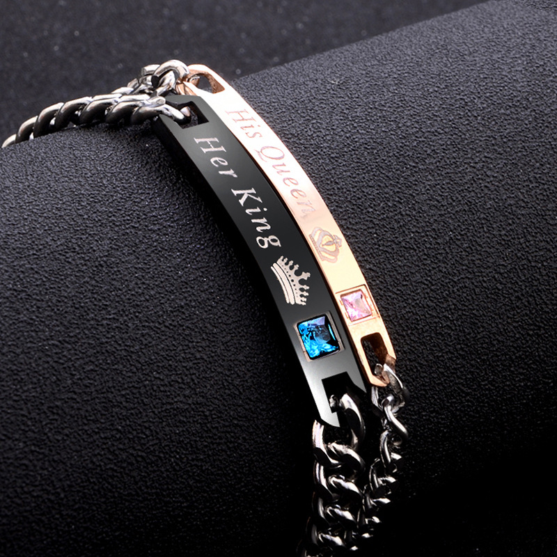 New Couple Bracelet Trendy Men's and Women's Japanese and Korean Student Simple Bracelet His Queen Her King