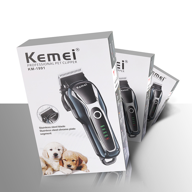Cortadora de Pelo Eléctrica para Mascotas Kemei KM-1991, Batería de Larga Duración, Pantalla Digital, Sin Sobrecalentamiento, Cortadora de Pelo para Perros y Gatos