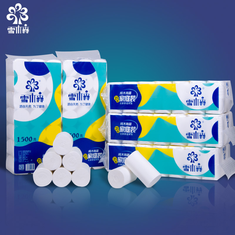 1500g 21 Rolls of Household Wood Pulp Toilet Paper, Lint-Free, Water-Resistant, Soft, Eco-Friendly, Family Pack
