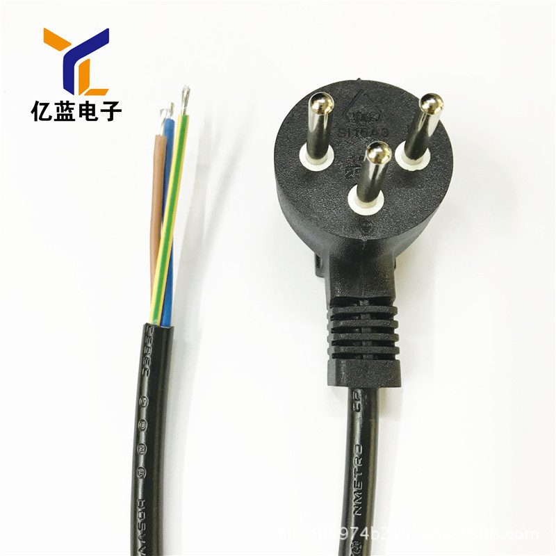 厂家直销三圆以色列插头线三芯连接线3*0.75平方单头电脑电源线