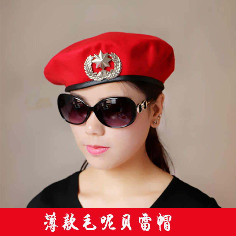 Security Property Woolen Beret Unisex Square Sailor Dance Performance Hat Hotel Doorman Woolen Beret