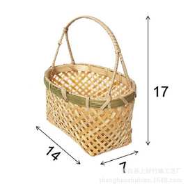 竹编小提篮小竹篮竹编小篮子酒店用品收纳筐迷你小提篮装饰摆件篮