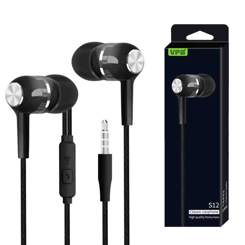 Wired earphones (VPB) S12, deep bass, inline control with microphone