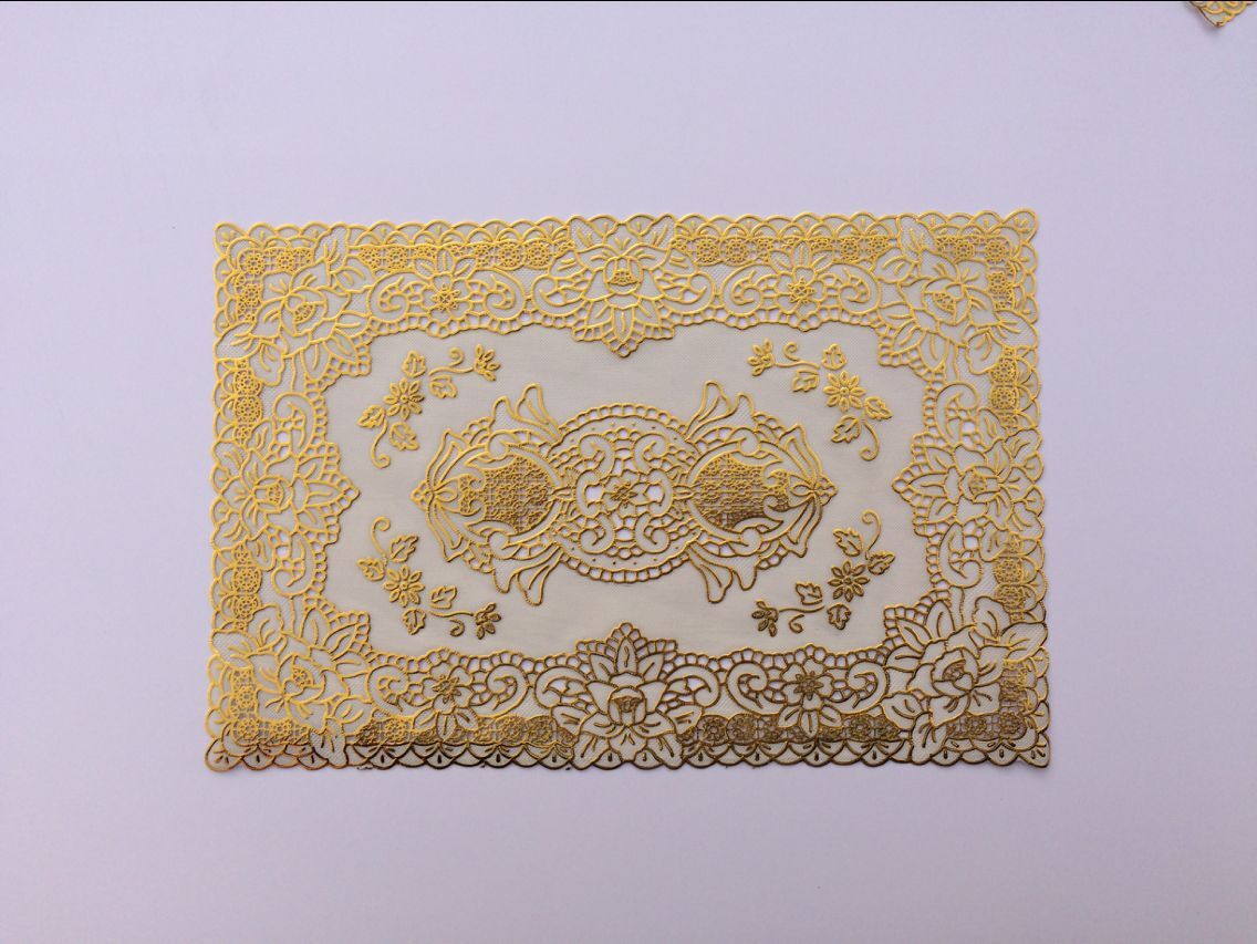 PVC gilding mantel pequeño posavasos mantel hogar antideslizante aislamiento tazón placa estera mesa de café paño fábrica al por mayor